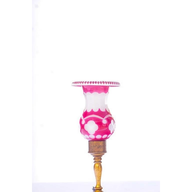 1920s French Ruby and Opaline Bronze lamps In Good Condition For Sale In Los Angeles, CA