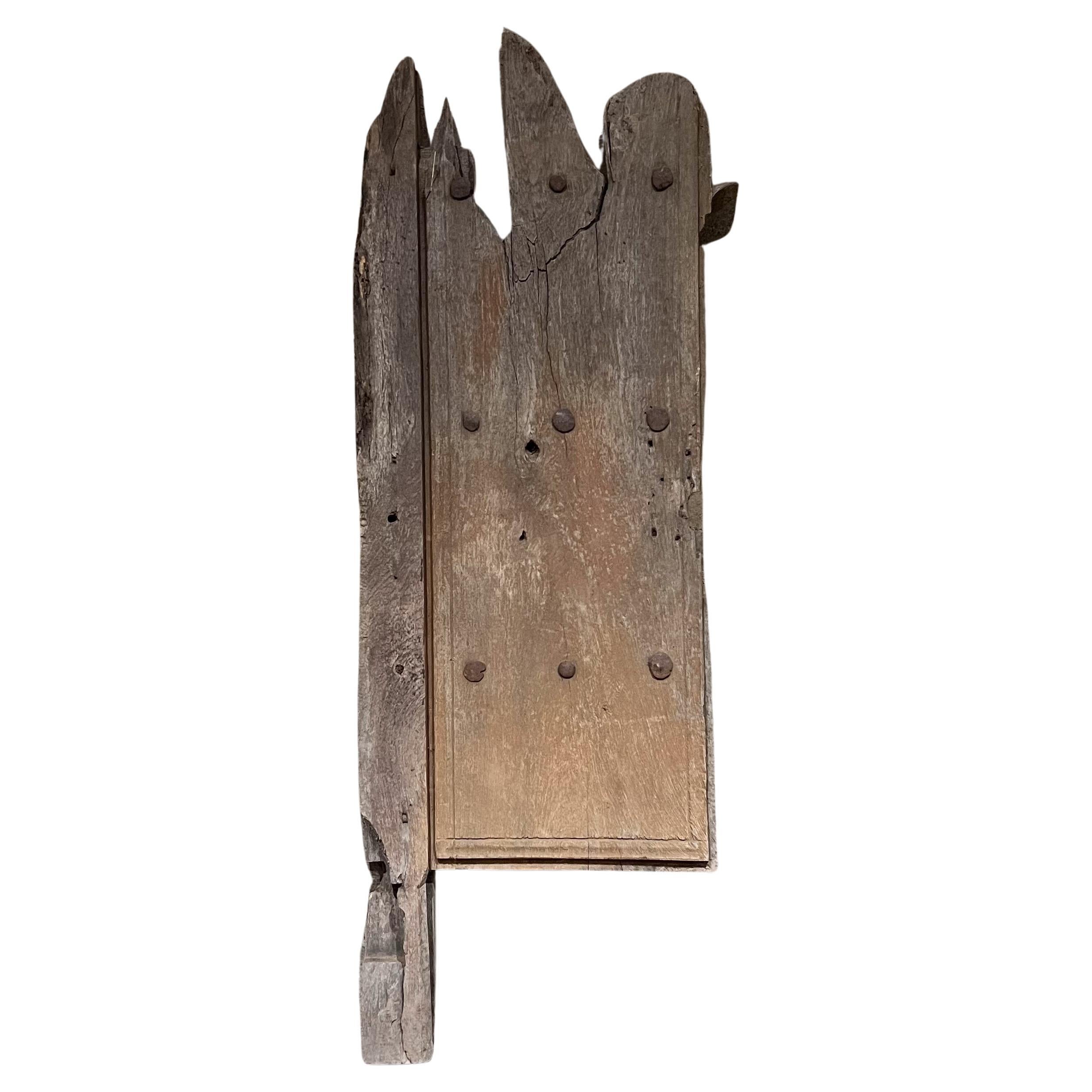 1920s French Rustic Mesquite Partial Single Door Panel