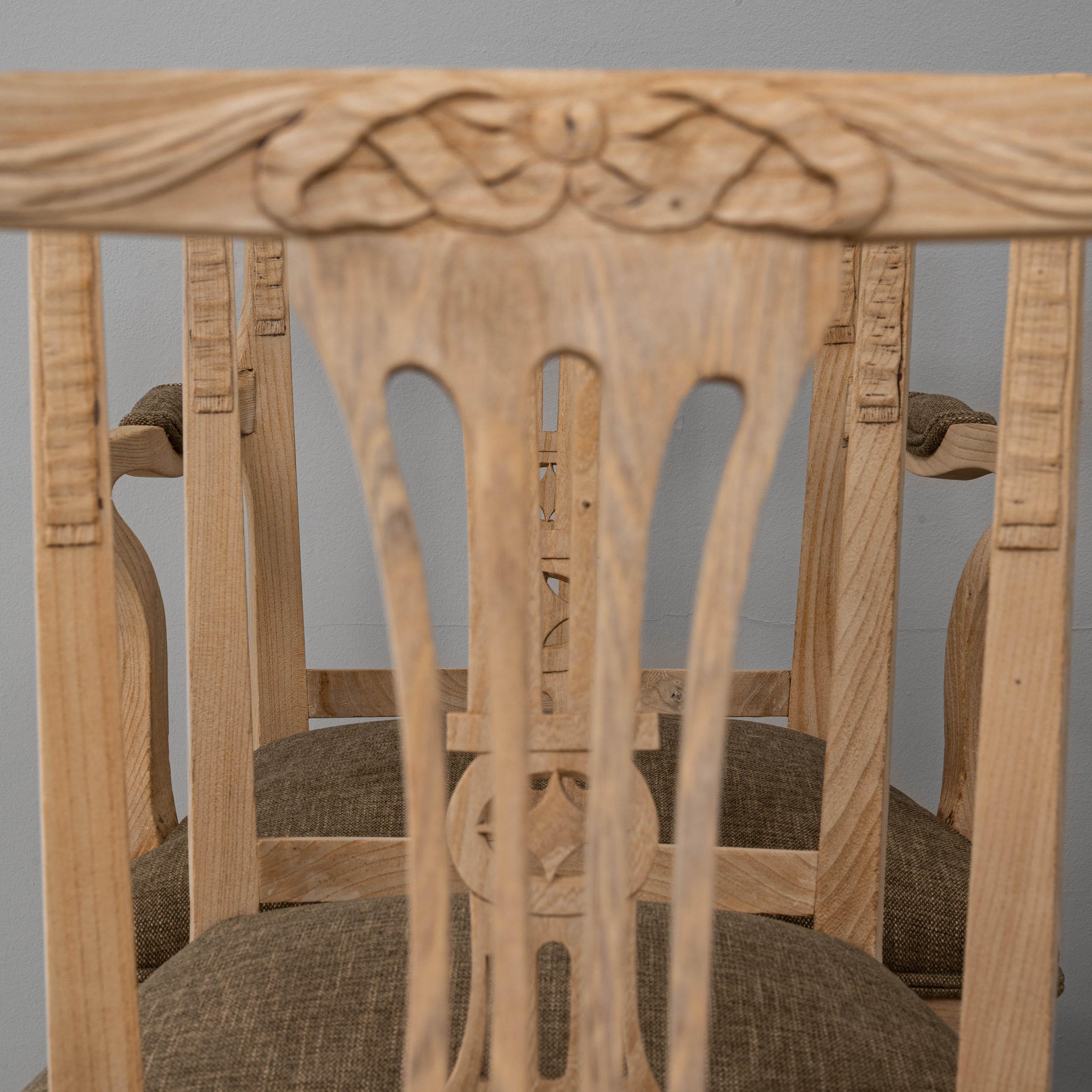 1920s French Set of 10 Oak Neoclassical Dining Chairs in vendita 7