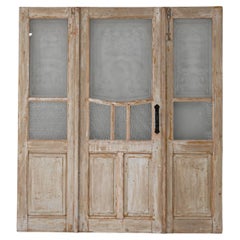 1920s French Set Of Three White Patinated Wooden Doors
