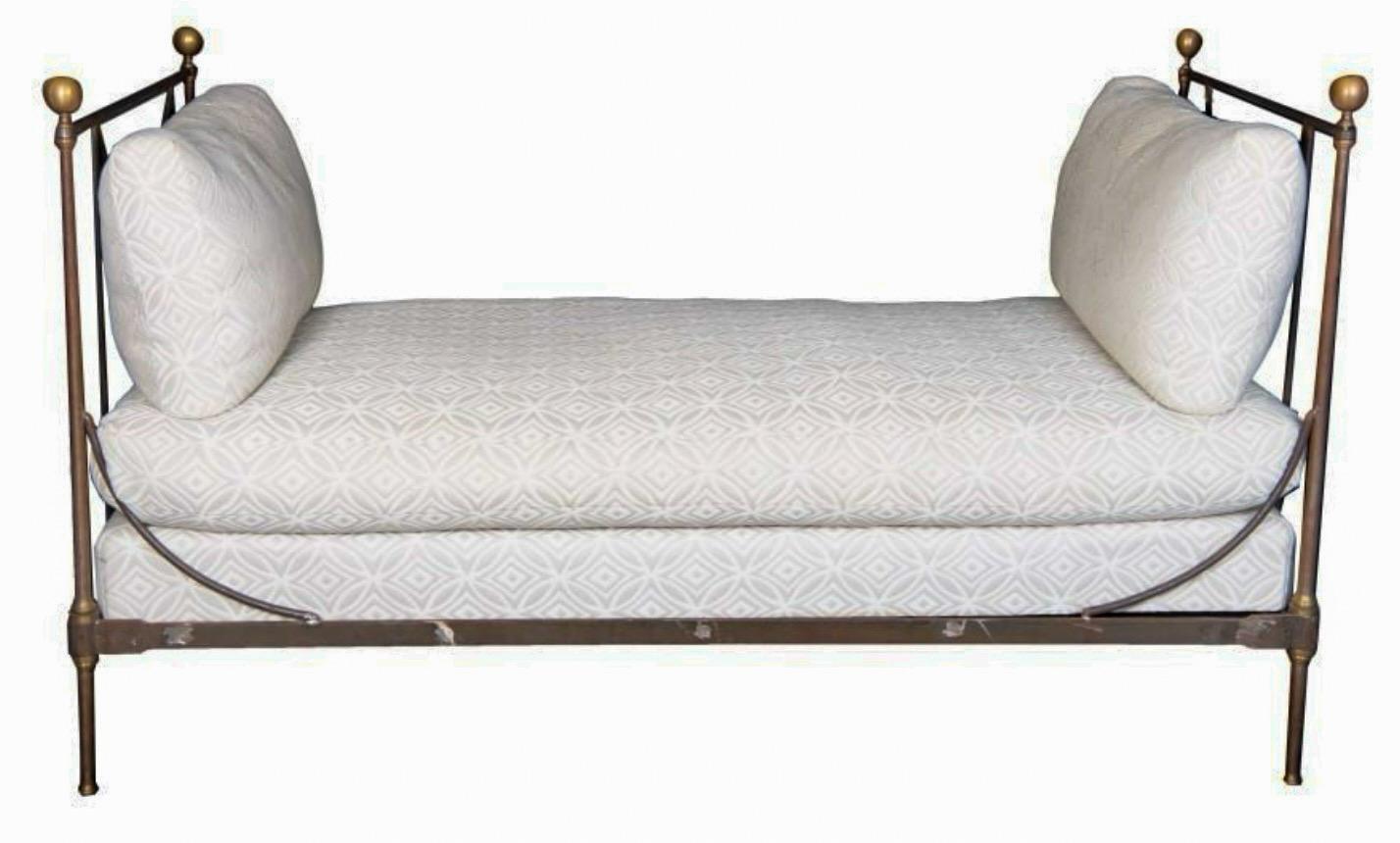 1920s French Steel And Brass Neo-Classical Campaign Style Daybed / Settee 1