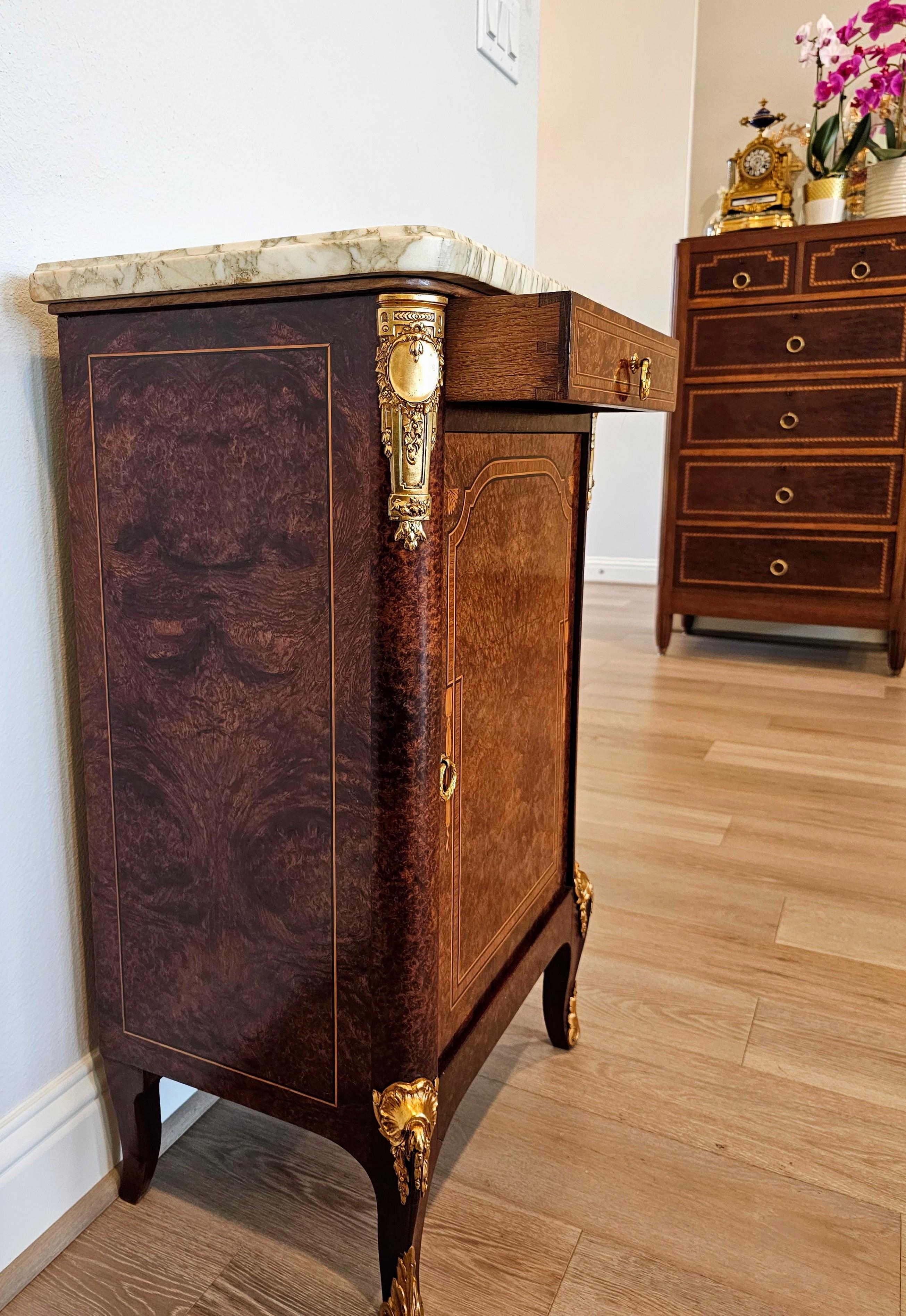 1920s French Transitional Burled Amboyna Nightstand  For Sale 9