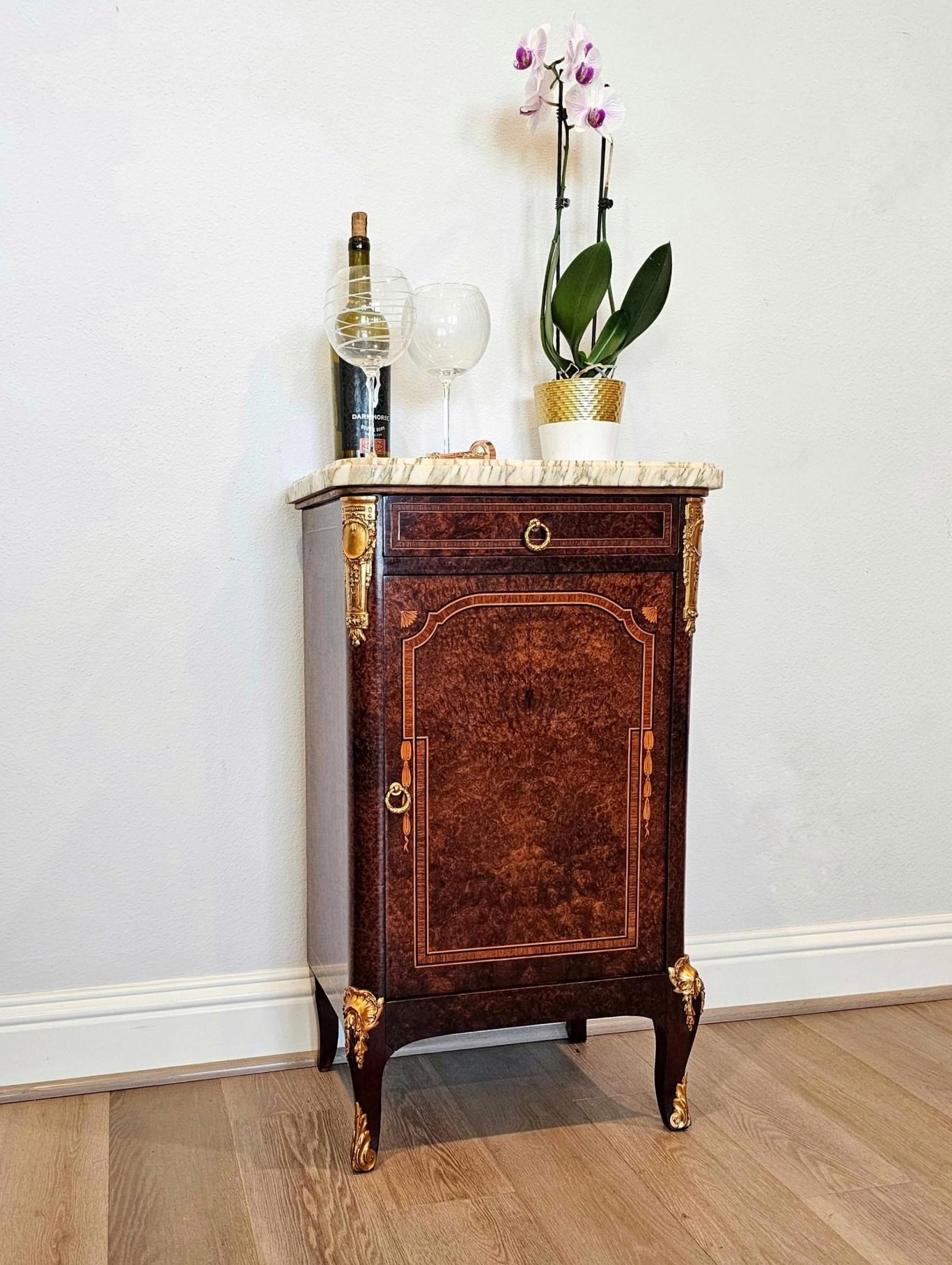 1920s French Transitional Burled Amboyna Nightstand  For Sale 13