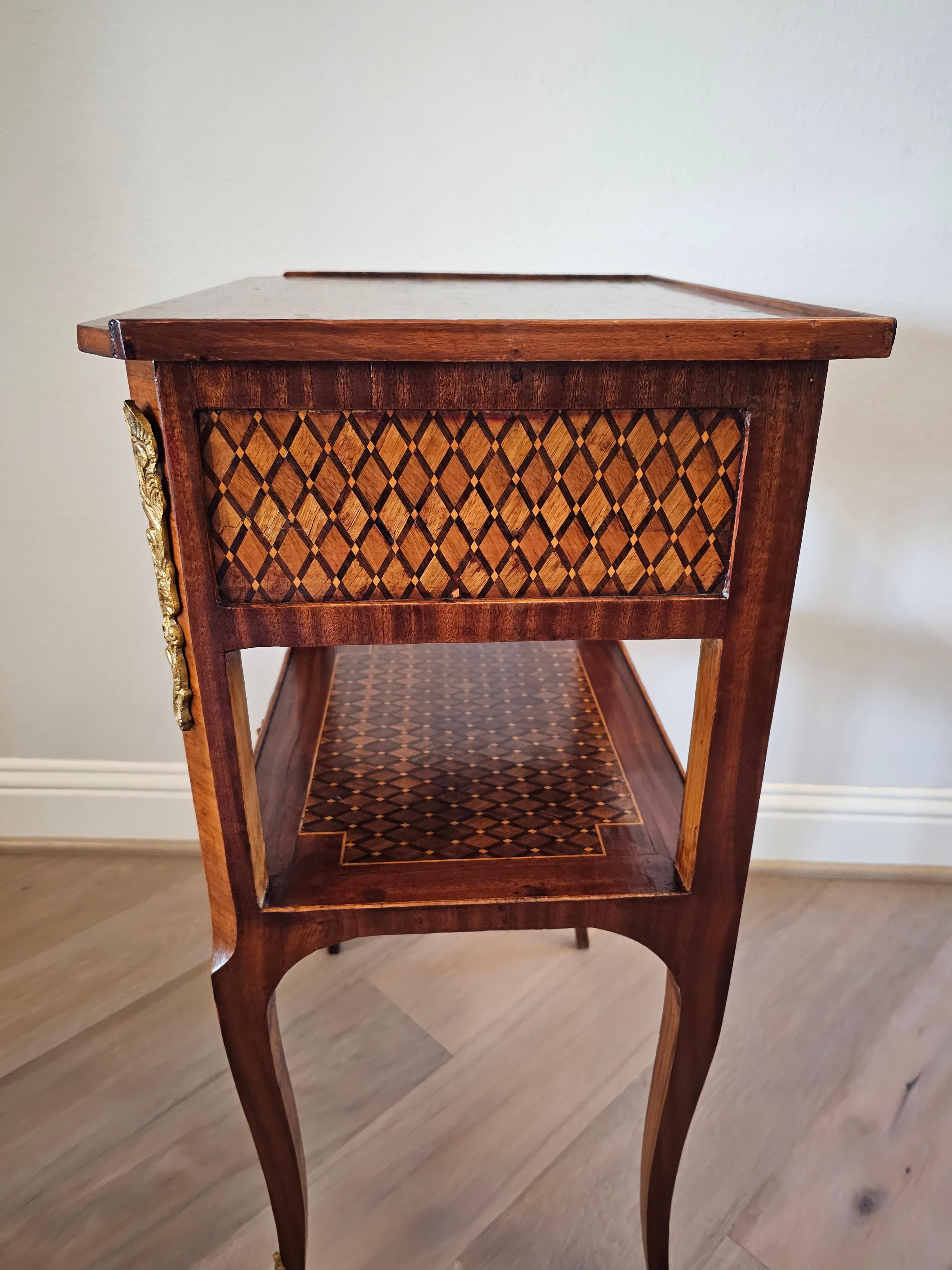 1920s French Transitional Louis XV XVI Style Parquetry Nightstand End Table  For Sale 5