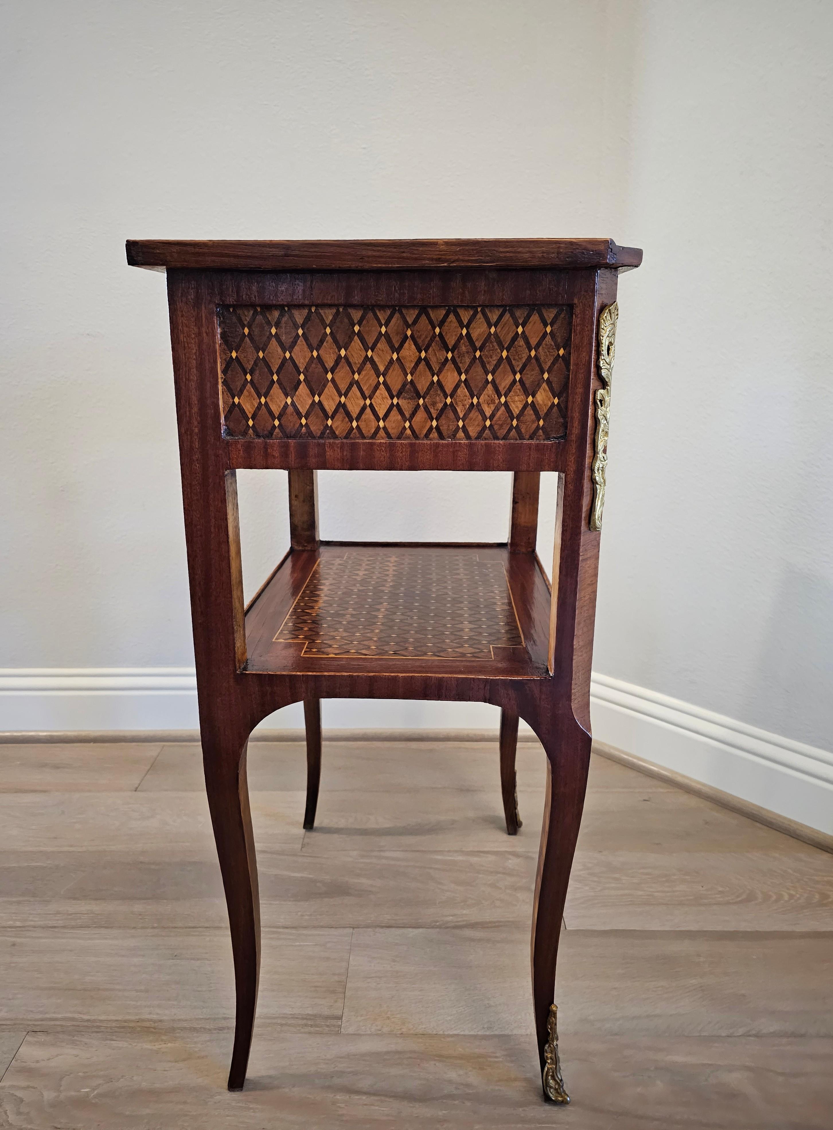 1920s French Transitional Louis XV XVI Style Parquetry Nightstand End Table  For Sale 6