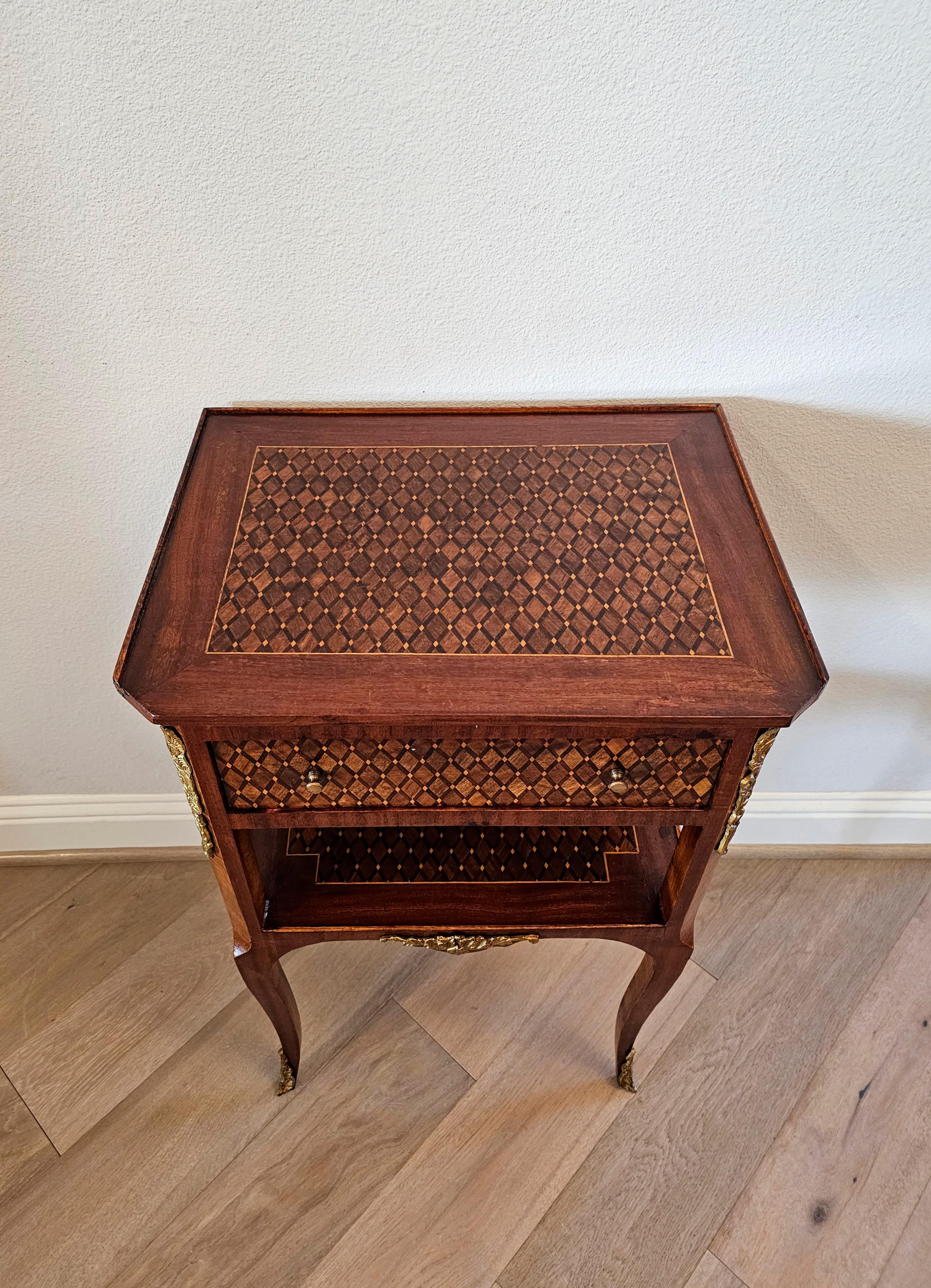 1920s French Transitional Louis XV XVI Style Parquetry Nightstand End Table  For Sale 13