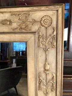 1920s French, Wall Mirror with Carved and Silvered Frame