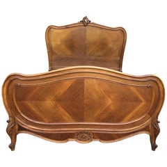 1920s French Walnut Full-Size Bed