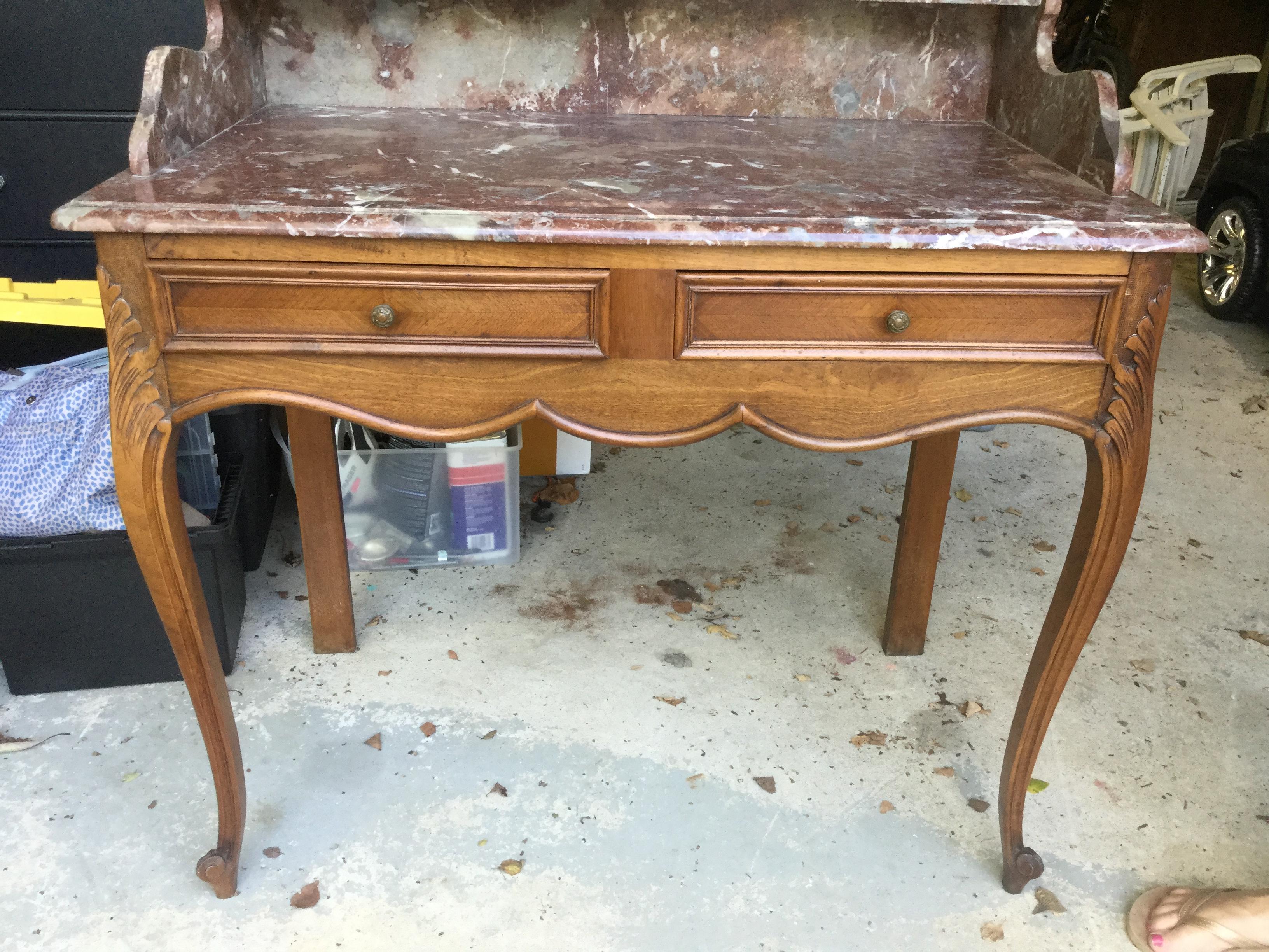 1920s French Walnut and Marble Vanity’s For Sale 5