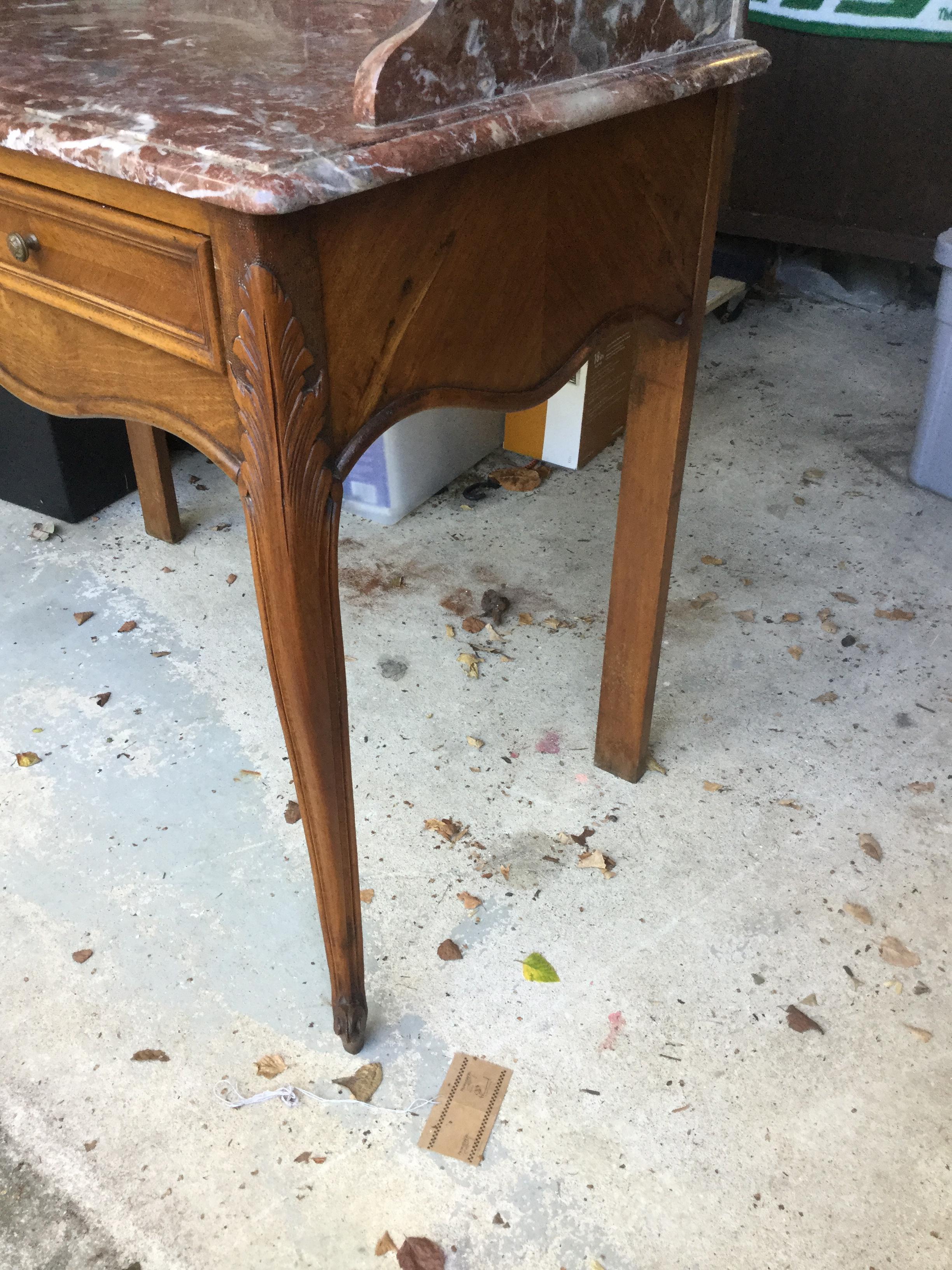 1920s French Walnut and Marble Vanity’s In Good Condition For Sale In Livingston, NJ