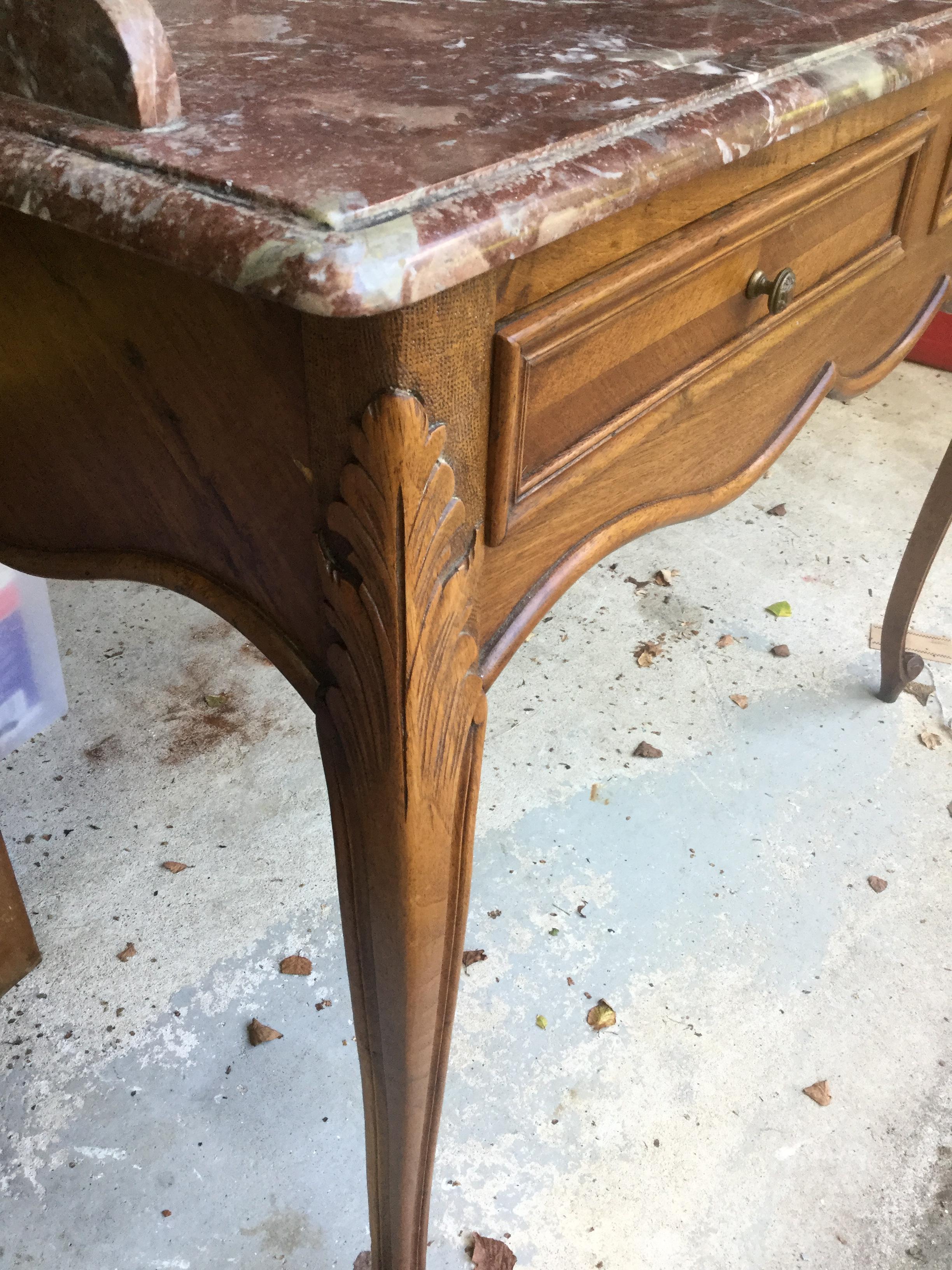 1920s French Walnut and Marble Vanity’s For Sale 1