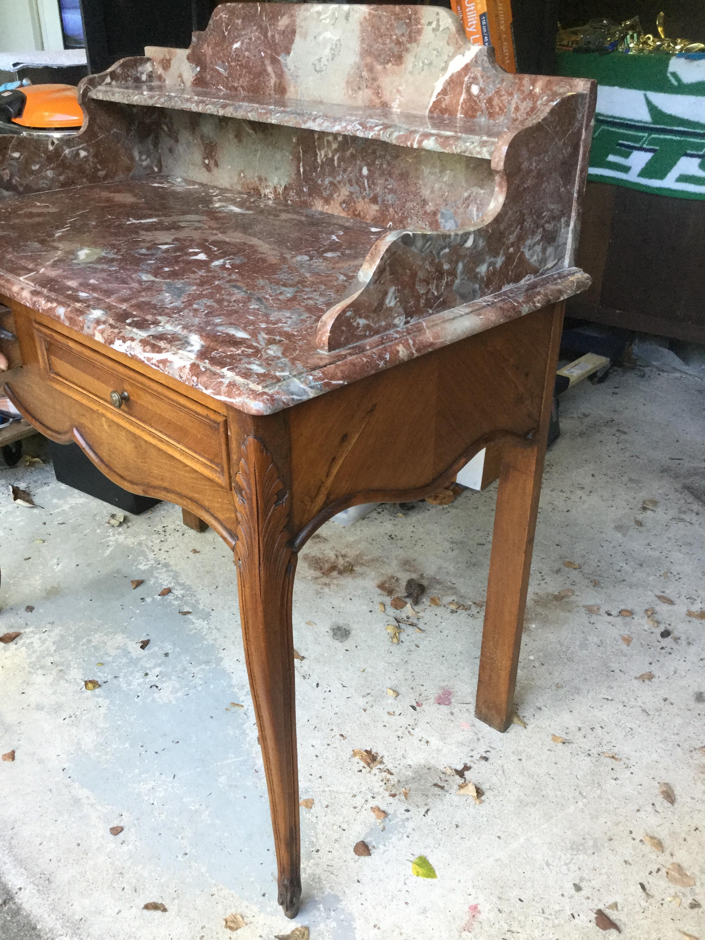 1920s French Walnut and Marble Vanity’s For Sale 3