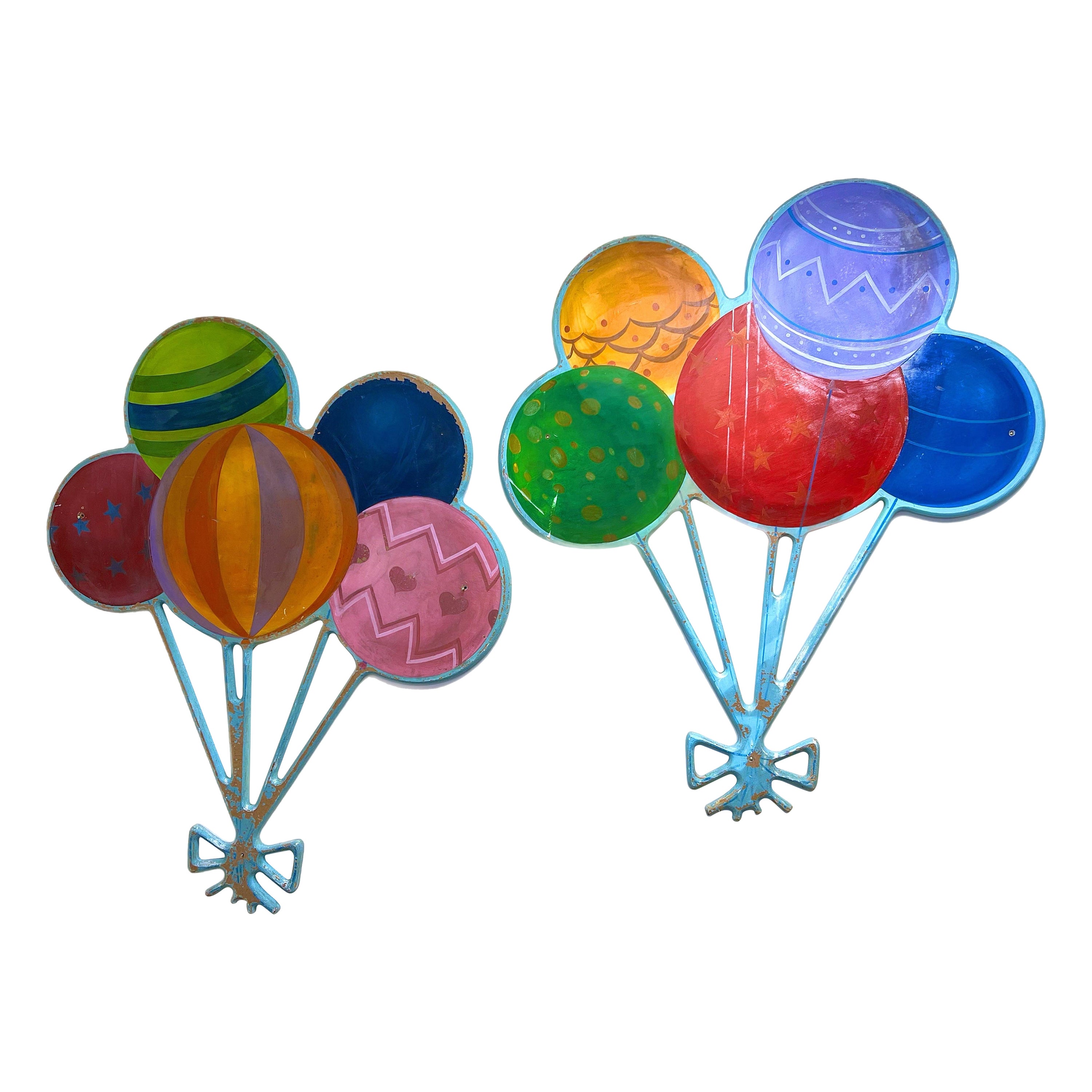 1920’s French Whimsical Monumental Balloon Wall Hangings - a Pair