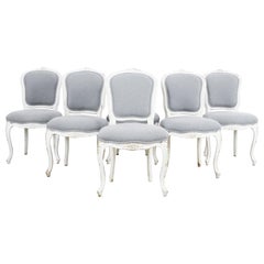 1920s French White Dining Chairs, Set of Six
