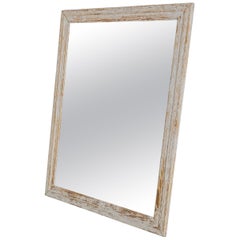 1920s French White Patinated Wood Mirror