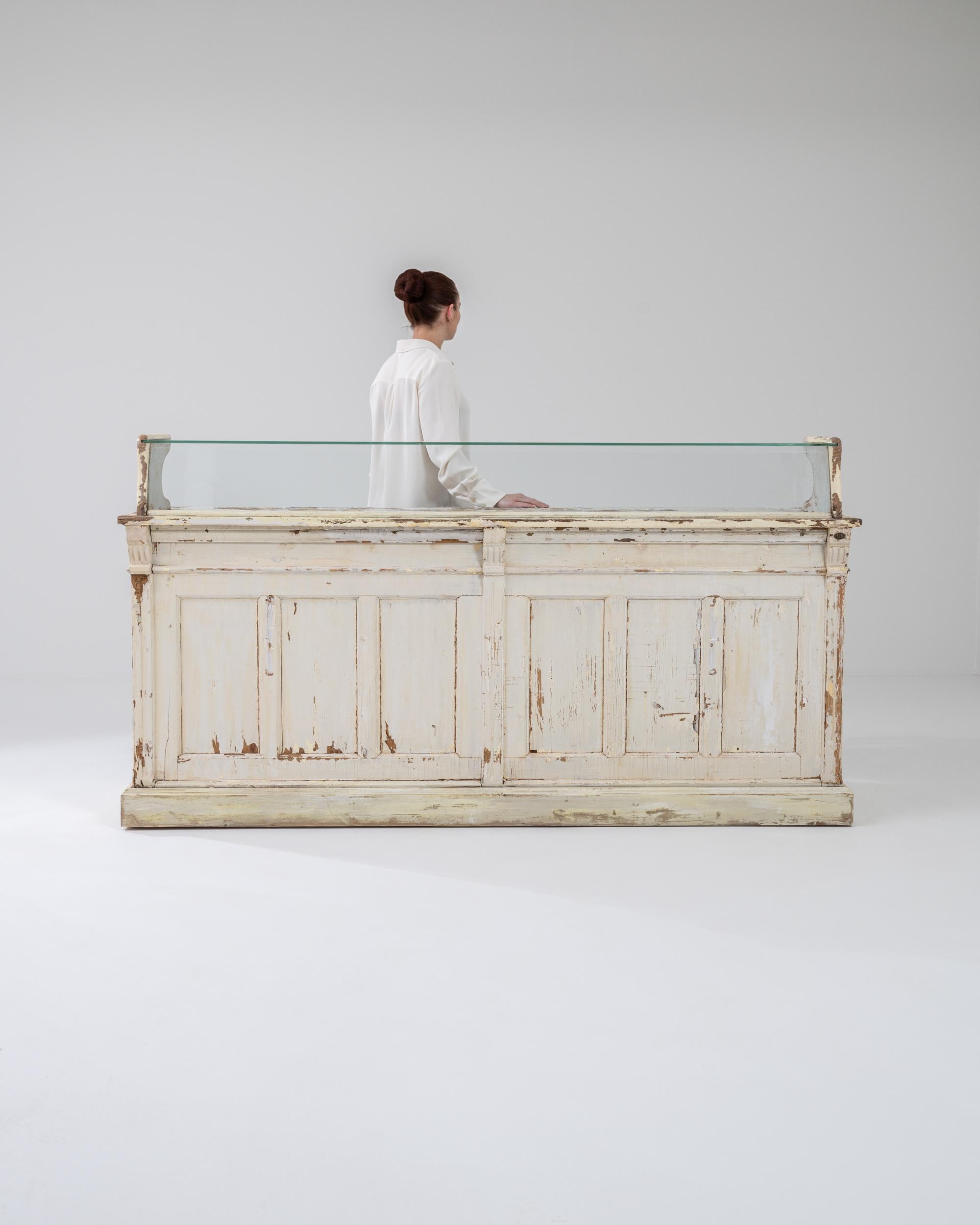 Patinated 1920s French White Wooden Bar