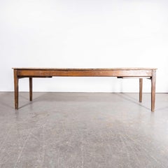 1920's  French Wild Oak Rectangular Farmhouse Dining Table - Scrubbed Top
