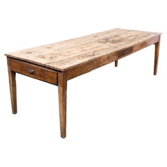 1920's  French Wild Oak Rectangular Farmhouse Dining Table - Scrubbed Top