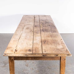 1920's French Wild Oak Rectangular Farmhouse Dining Table - Three Plank