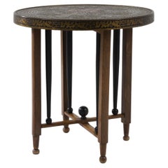 1920s French Wood and Brass Side Table