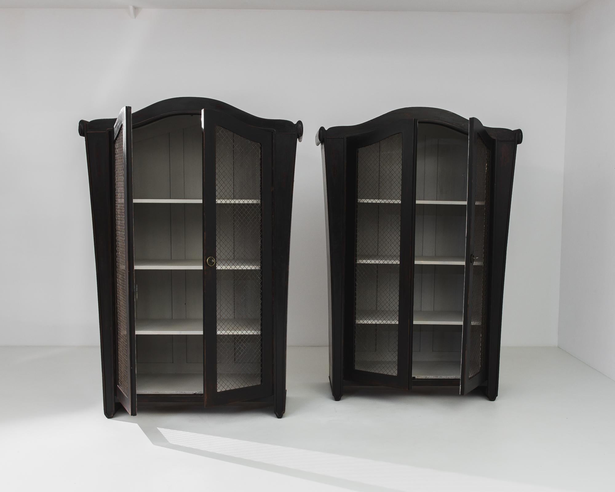 20th Century 1920s French Wood Black Patinated Cabinets, a Pair