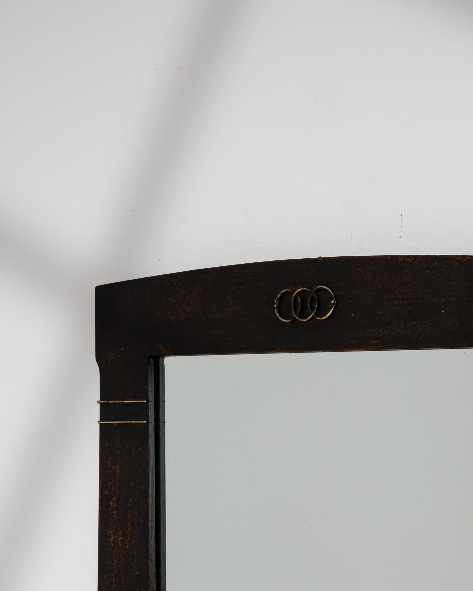 1920s French Wood Black Patinated Mirror In Good Condition For Sale In High Point, NC