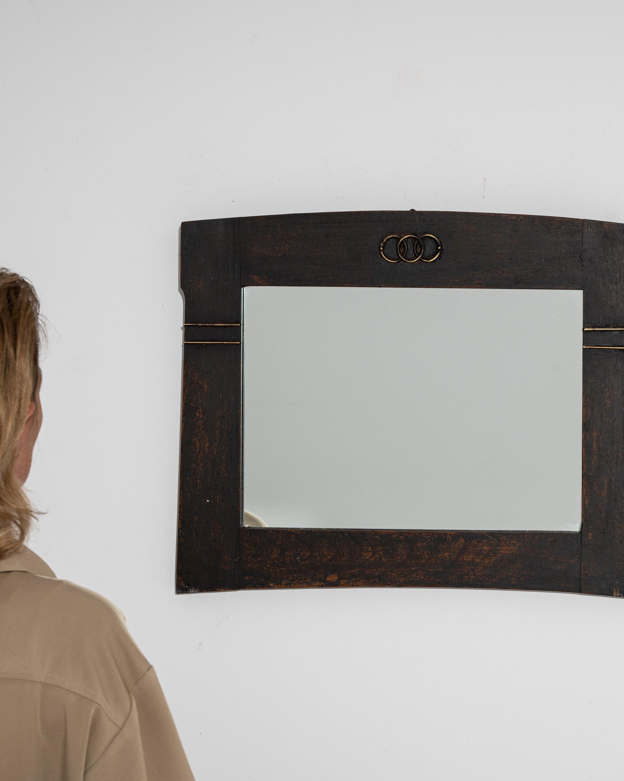 1920s French Wood Black Patinated Mirror For Sale 4