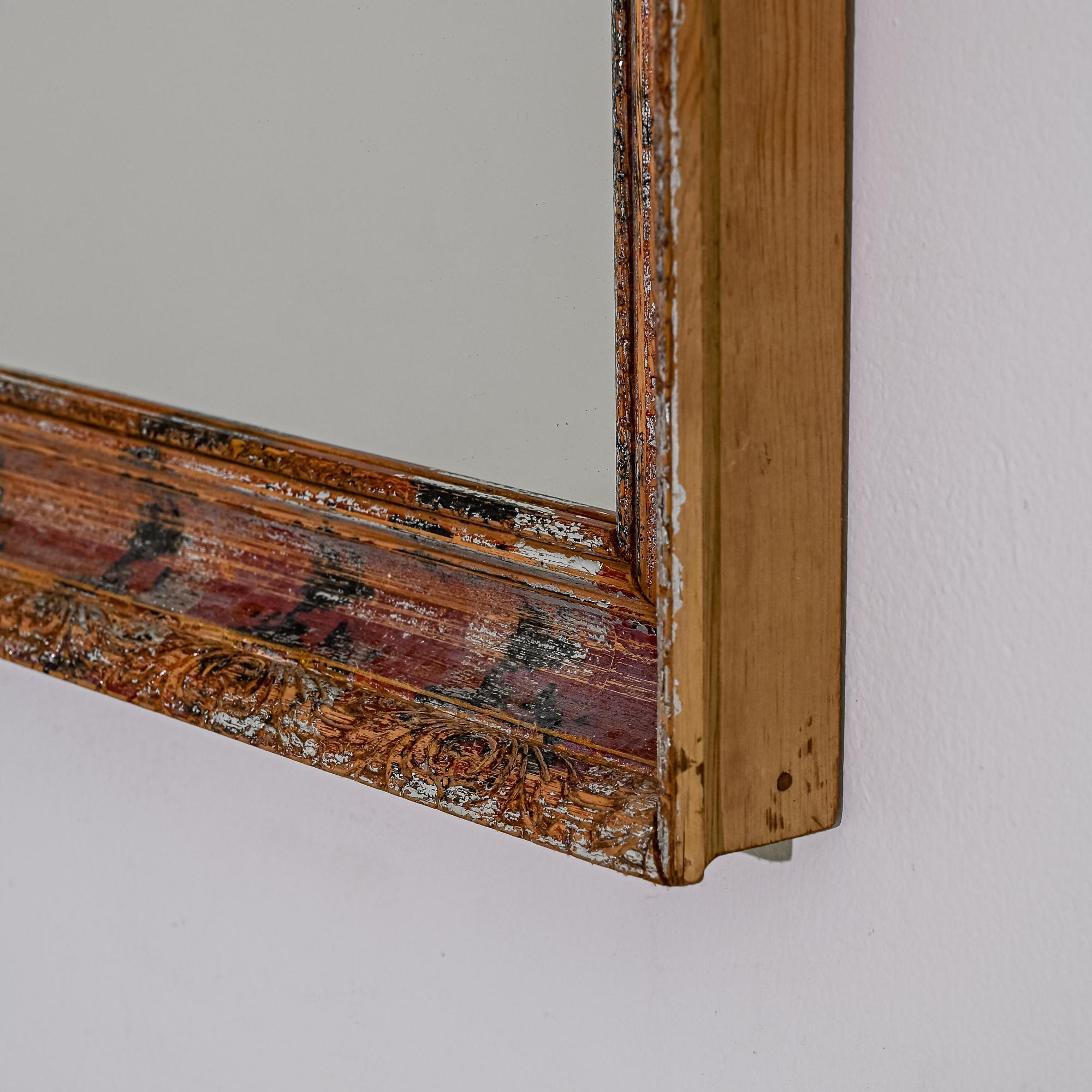 20th Century 1920s French Wood Patinated Mirror For Sale