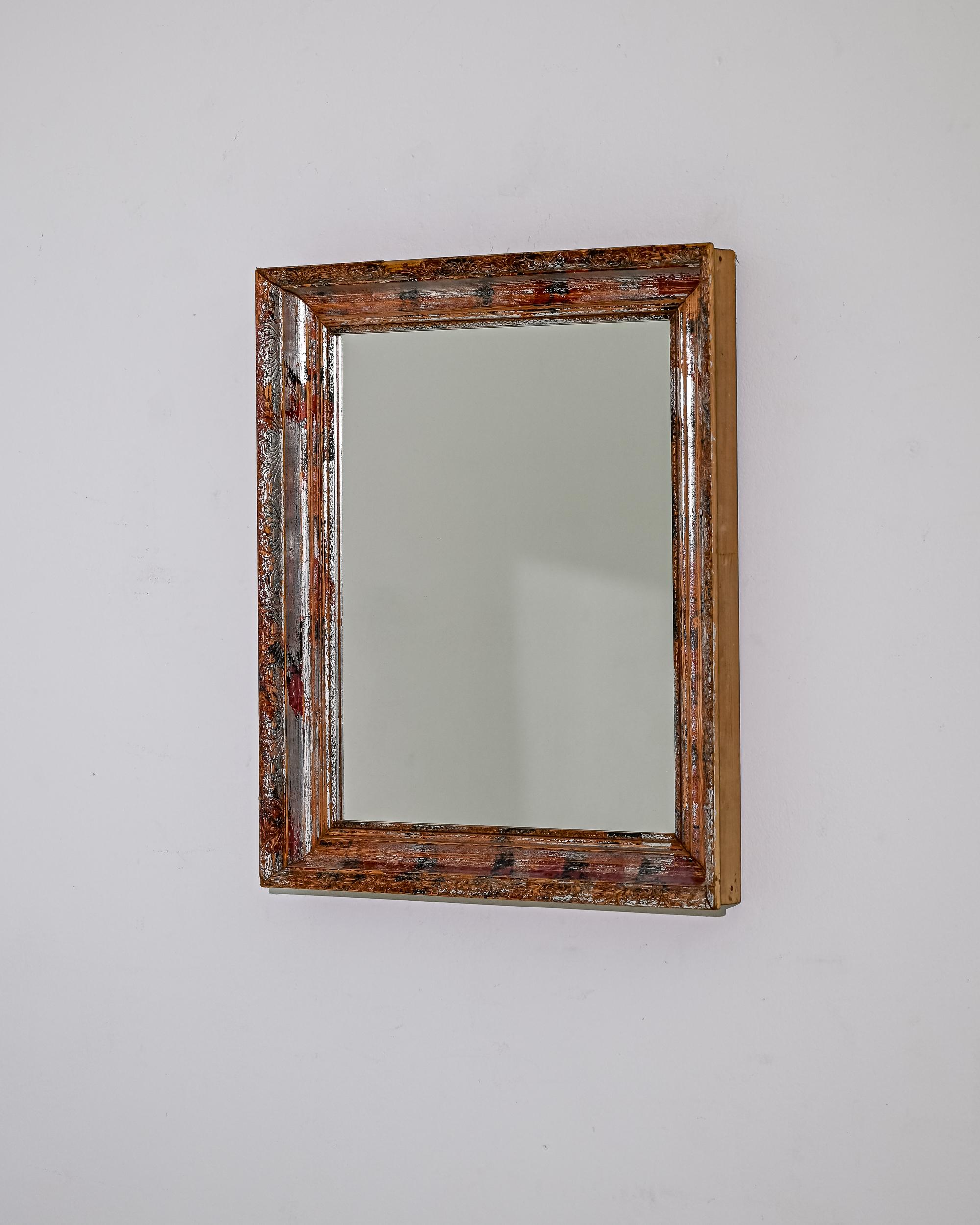 1920s French Wood Patinated Mirror For Sale 3