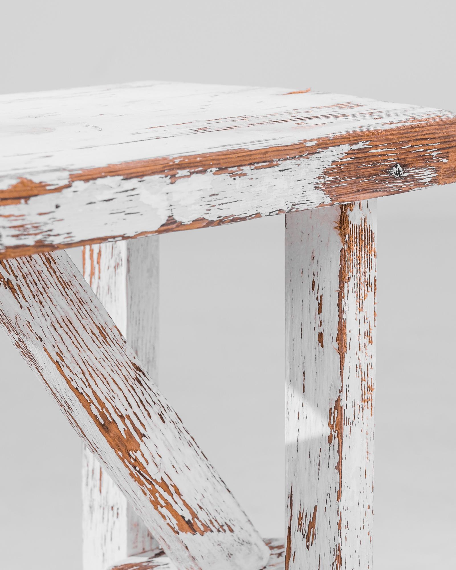 Taburete Francés de Madera Patinada Blanca de los Años 20 Patinado en venta