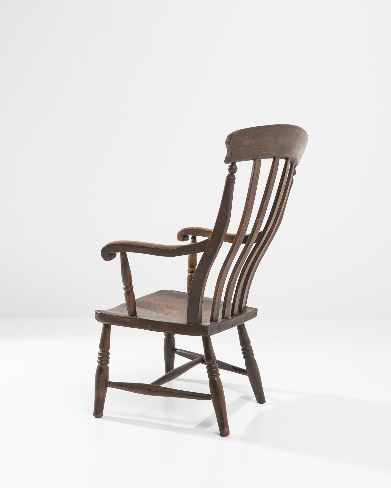 Hardwood 1920s French Wooden Armchair