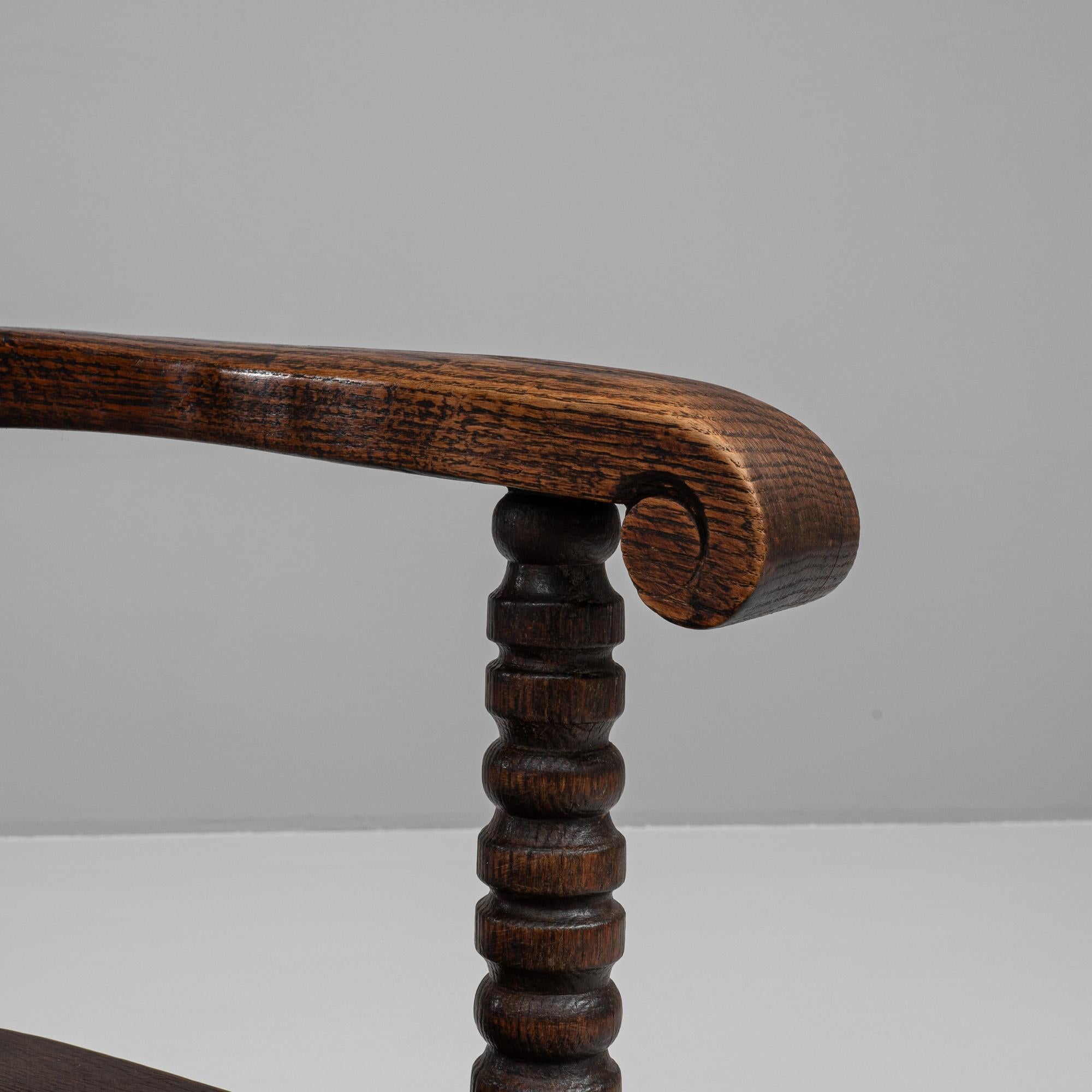 1920s French Wooden Armchair With Upholstered Seat 6