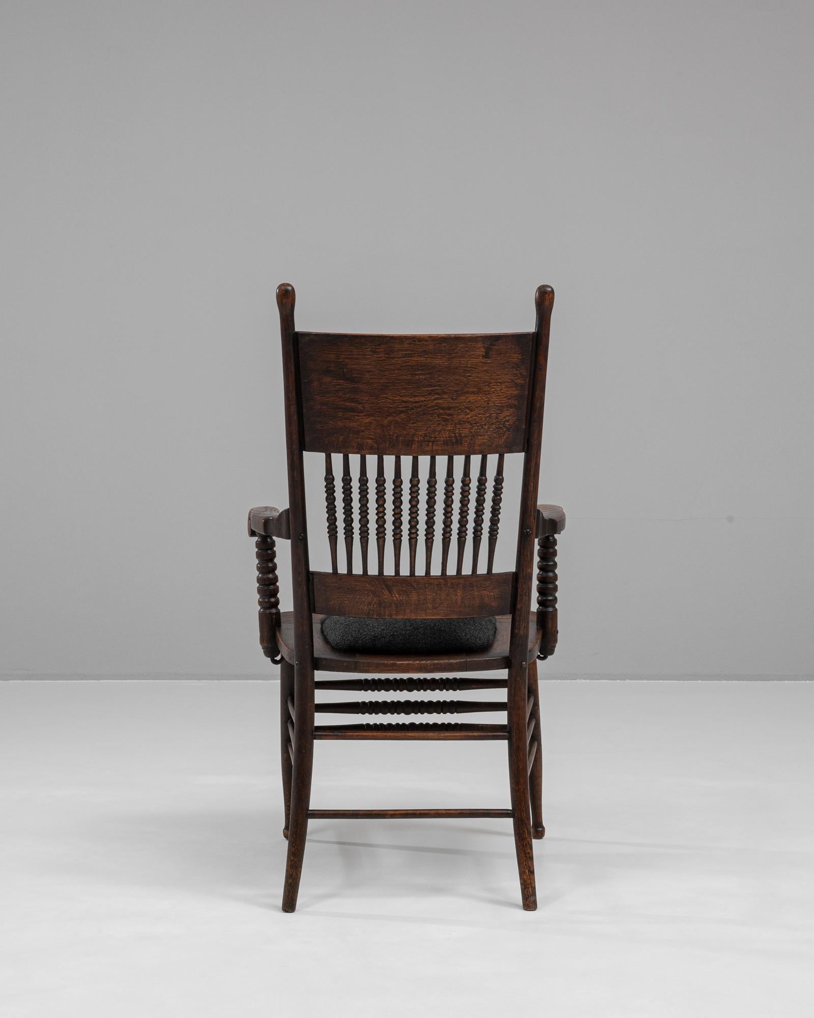 20th Century 1920s French Wooden Armchair With Upholstered Seat