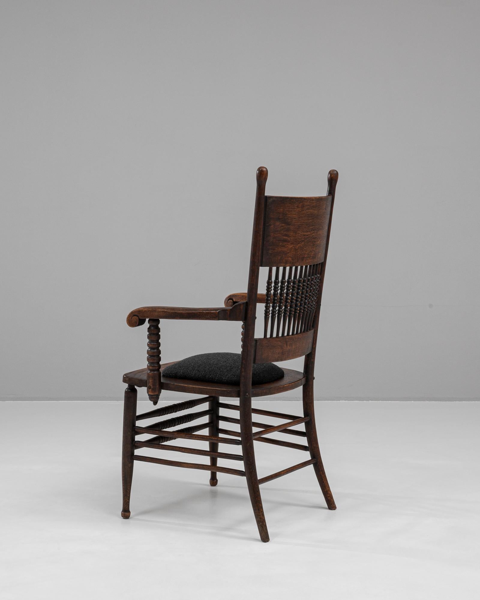 Upholstery 1920s French Wooden Armchair With Upholstered Seat