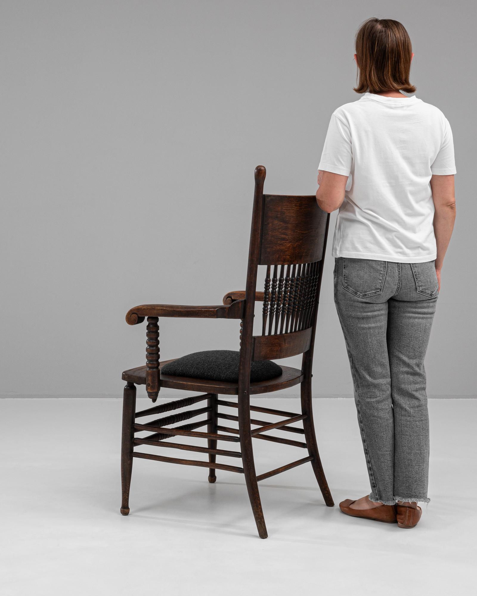 1920s French Wooden Armchair With Upholstered Seat 1
