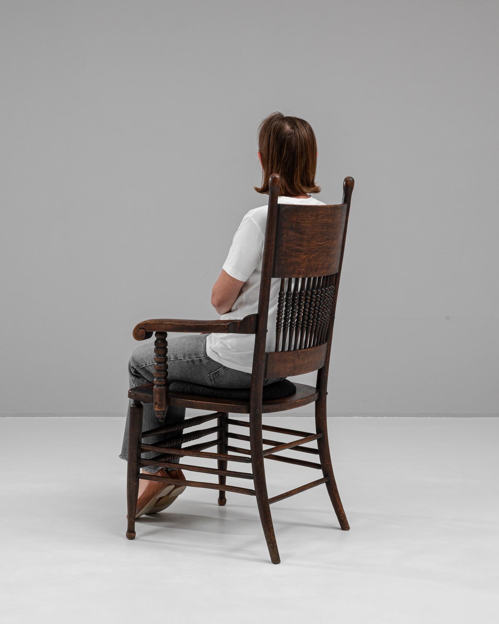 1920s French Wooden Armchair With Upholstered Seat 2