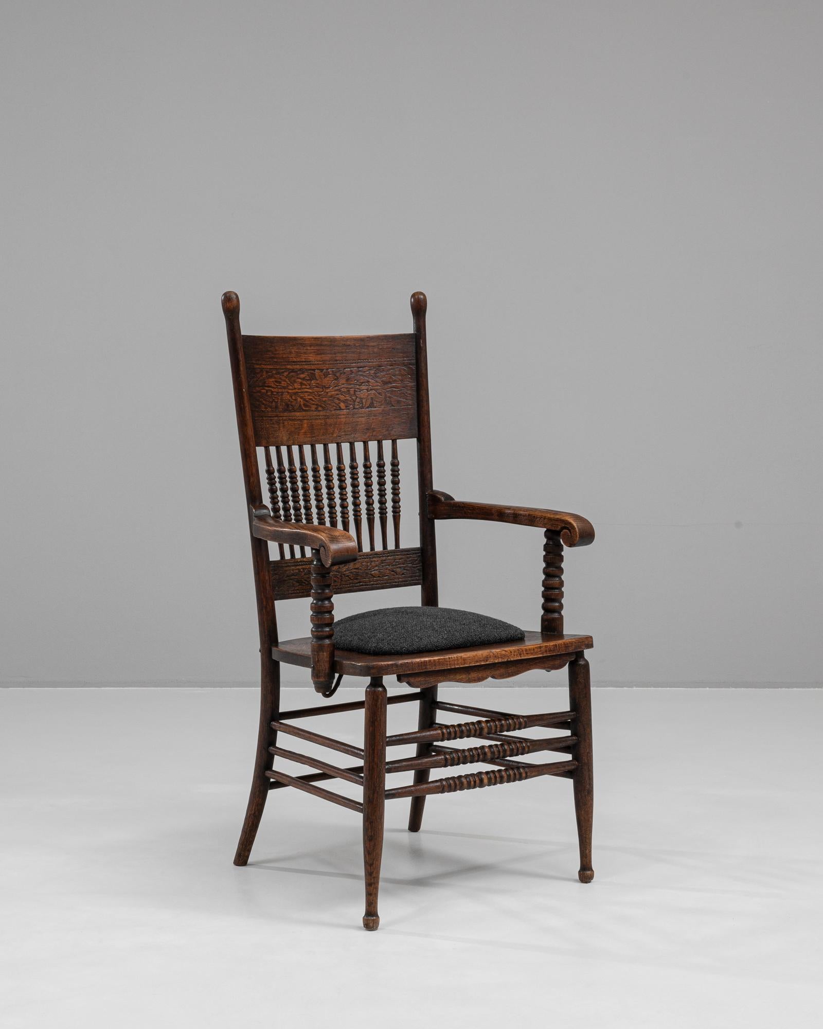 1920s French Wooden Armchair With Upholstered Seat 3