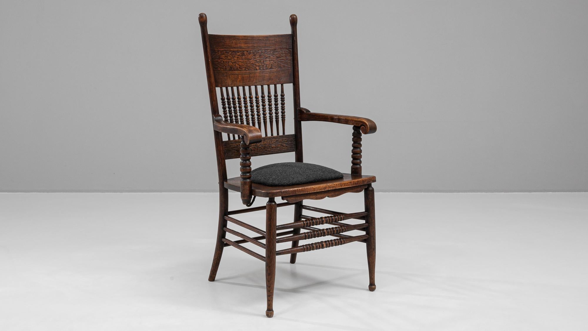 1920s French Wooden Armchair With Upholstered Seat 4