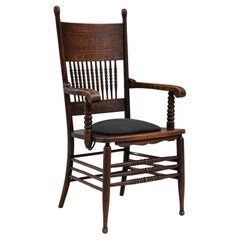 1920s French Wooden Armchair With Upholstered Seat