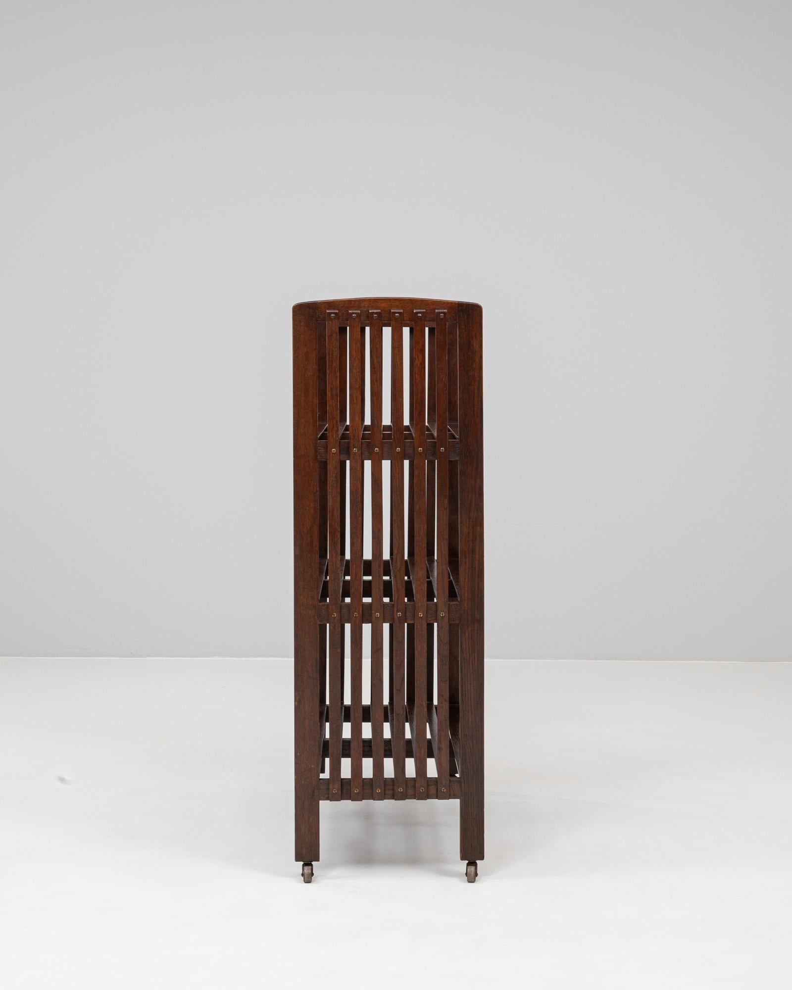 1920s French Wooden Bookcase On Wheels In condizioni buone in vendita a High Point, NC