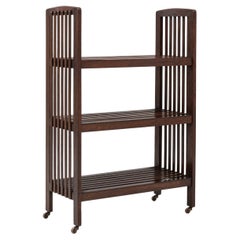 1920s French Wooden Bookcase On Wheels