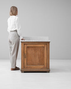 1920s French Wooden Buffet with Marble Top, Early 20th Century Design