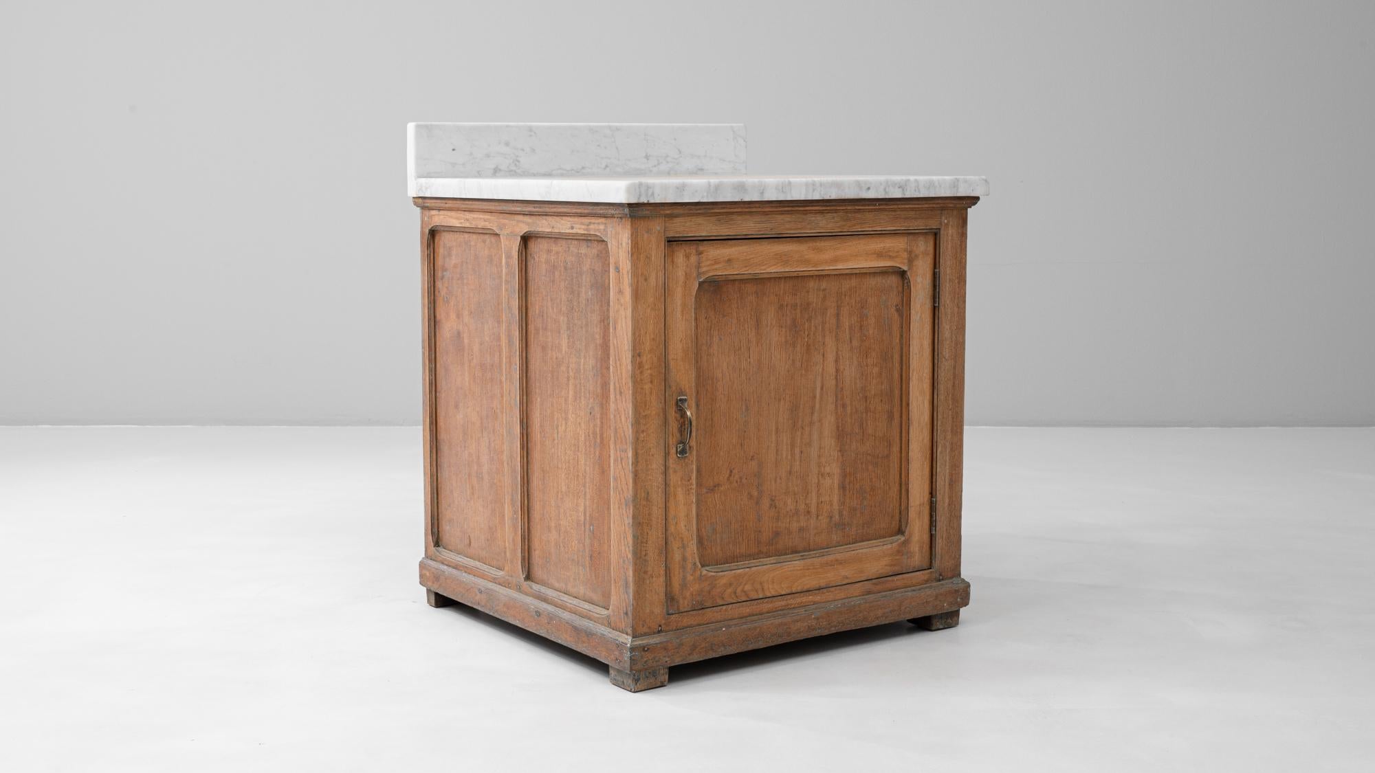 Buffet francese anni '20 in legno con piano in marmo 3