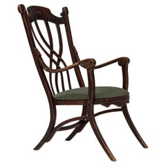 1920s French Wooden Chair With Upholstered Seat
