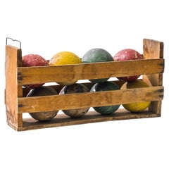 Antique 1920s French Wooden Croquet Ball Display