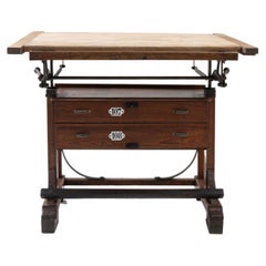 Used 1920s French Wooden Drawing Table