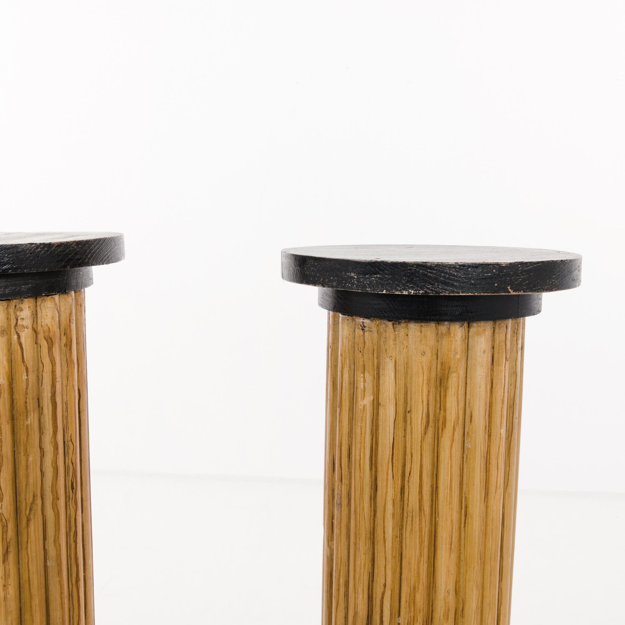 Neoclassical Revival 1920s French Wooden Pedestals, a Pair