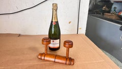 1920s French Wooden Wall Coat Rack with Two Hat and Garment Hooks  Description: