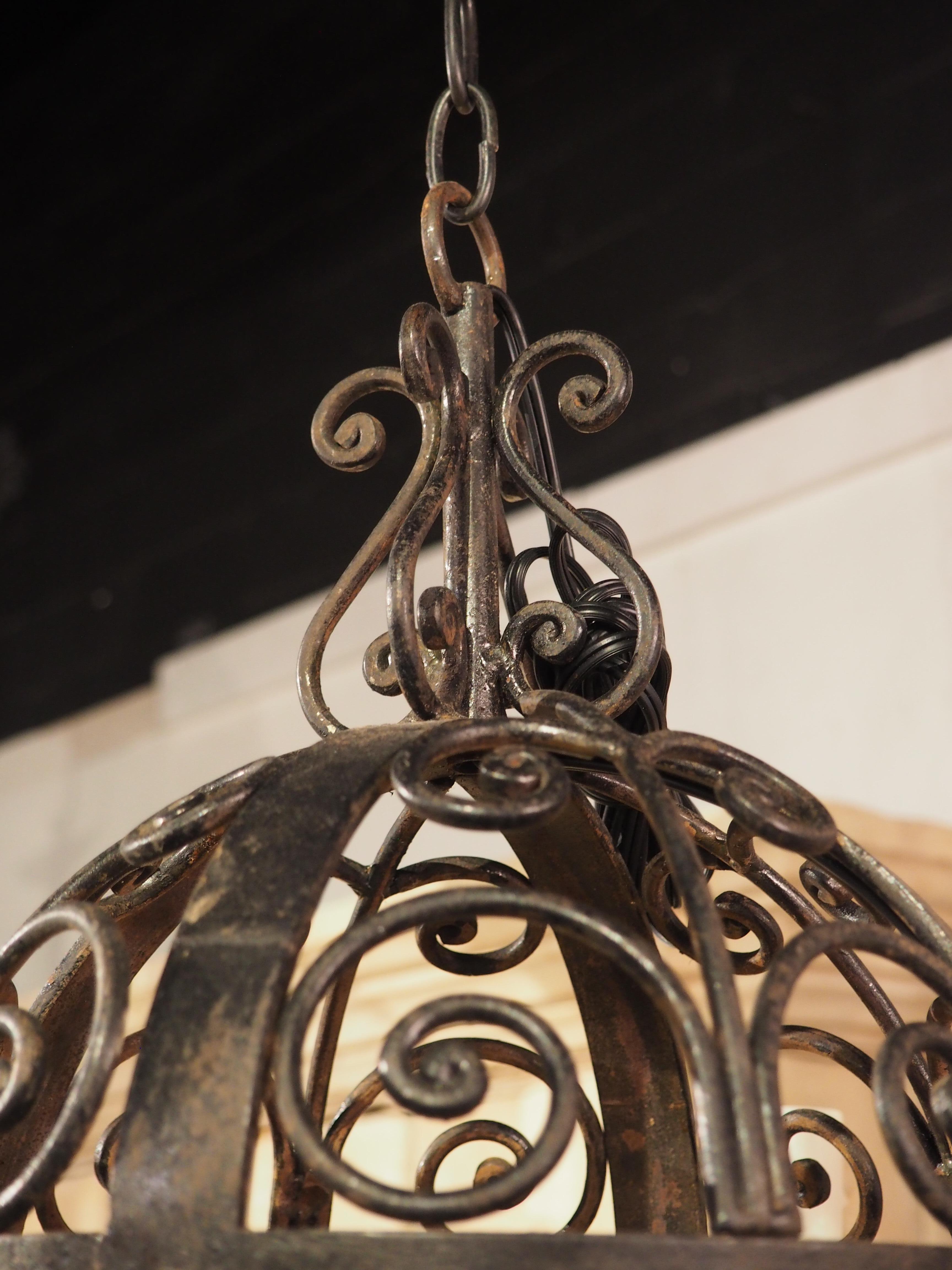 1920s, French, Wrought Iron Ball Chandelier 8