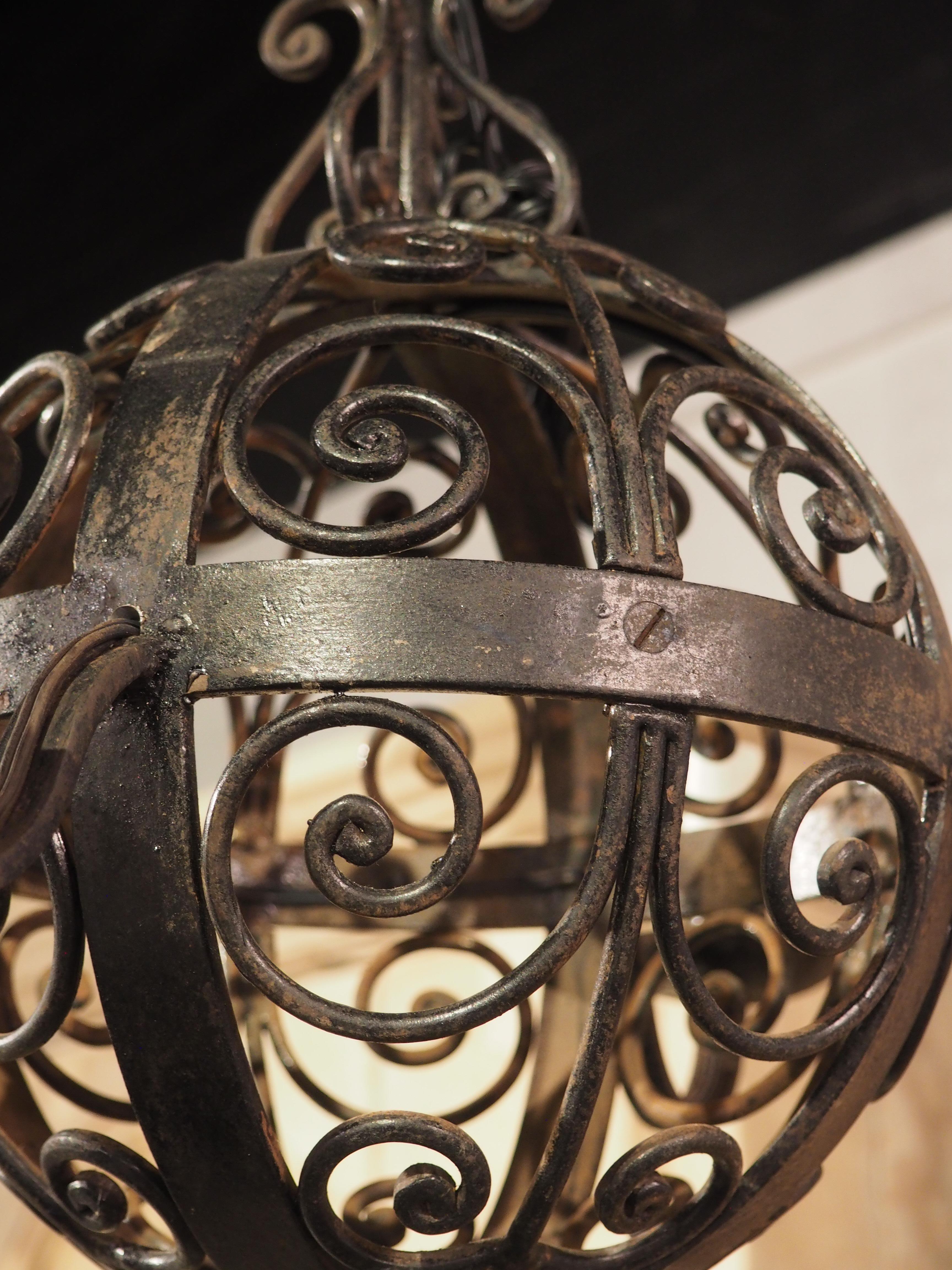 1920s, French, Wrought Iron Ball Chandelier 9
